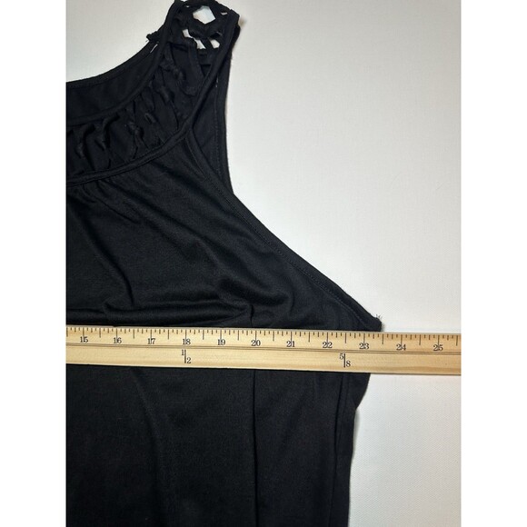 Swimsuits for All Black Sleeveless Black Maxi Dress Cover Up High Low Plus 22/24 - Picture 9 of 10